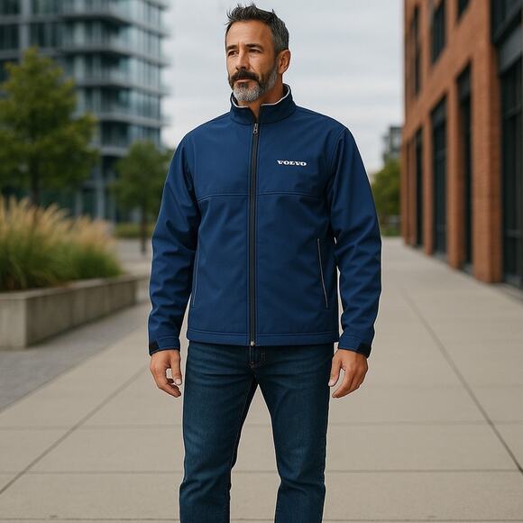 VOLVO Men’s Large Navy Blue Softshell Jacket - Picture 1 of 7